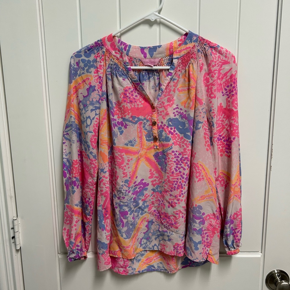 Lilly Pulitzer Pink and Purple silk Blouse